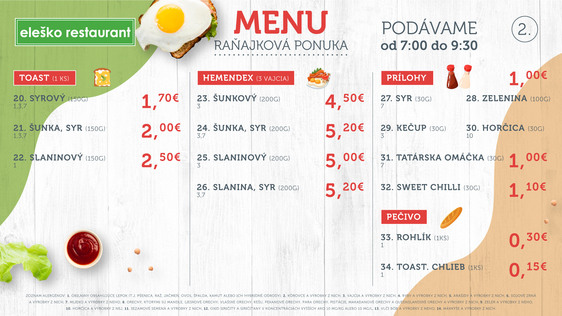 Raňajkové menu